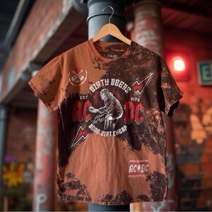 AC/DC Band Graphic Tee Bleach Dye custom Medium handmade one of a kind